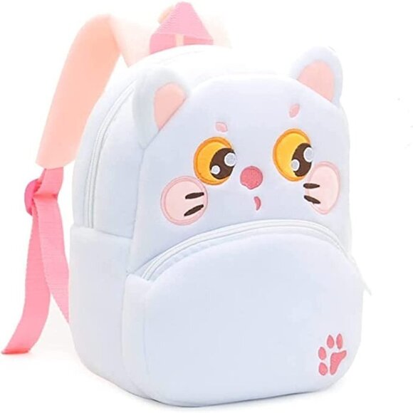 New Kawaii White Cat Plush Mini Backpack for Kids / Toddlers | Cute Animal Bag - Picture 1 of 2